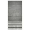 Betonszürke szerelt fa ruhásszekrény 100 x 50 x 200 cm