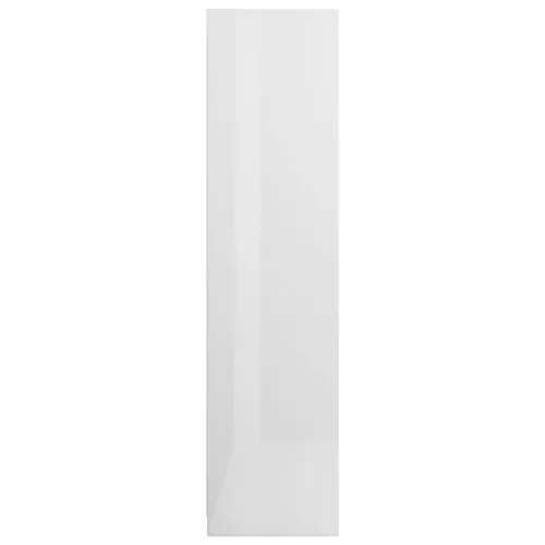 Magasfényű fehér szerelt fa fiókos ruhásszekrény 50x50x200 cm