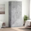 Betonszürke szerelt fa ruhásszekrény 90 x 52 x 200 cm