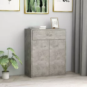 Betonszürke szerelt fa tálalószekrény 60 x 30 x 75 cm