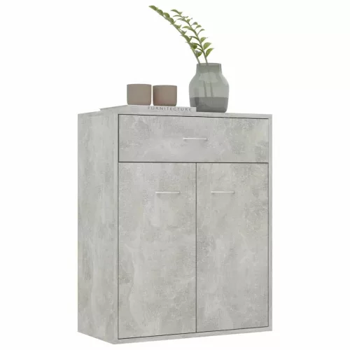 Betonszürke szerelt fa tálalószekrény 60 x 30 x 75 cm