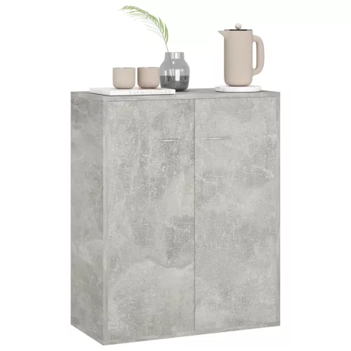 Betonszürke szerelt fa tálalószekrény 60 x 30 x 75 cm