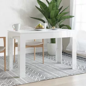   Magasfényű fehér szerelt fa étkezőasztal 120 x 60 x 76 cm
