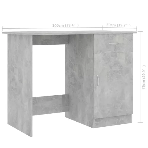 Betonszürke szerelt fa íróasztal 100 x 50 x 76 cm