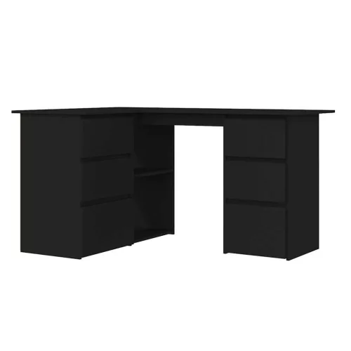 Fekete szerelt fa sarok íróasztal 145 x 100 x 76 cm