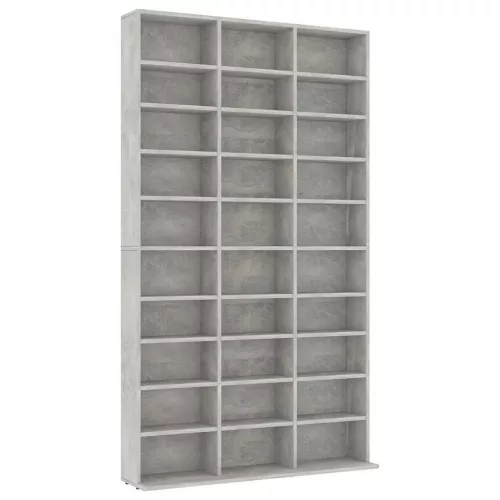 Betonszürke szerelt fa CD-szekrény 102 x 16 x 177,5 cm