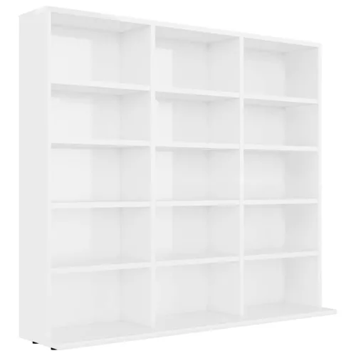 Magasfényű fehér forgácslap CD-tartó szekrény 100x23x89,5 cm
