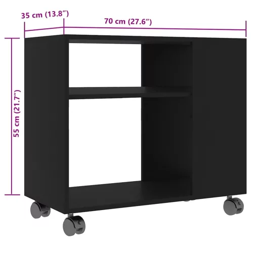 Fekete szerelt fa kisasztal 70 x 35 x 55 cm
