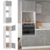 Betonszürke szerelt fa mikrohullámú sütő szekrény 60x57x207 cm