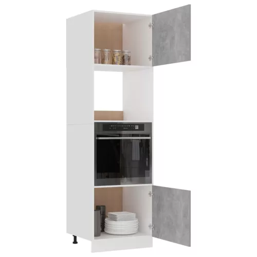 Betonszürke szerelt fa mikrohullámú sütő szekrény 60x57x207 cm