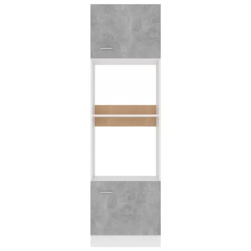 Betonszürke szerelt fa mikrohullámú sütő szekrény 60x57x207 cm