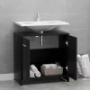 Fekete szerelt fa fürdőszobaszekrény 60 x 33 x 61 cm