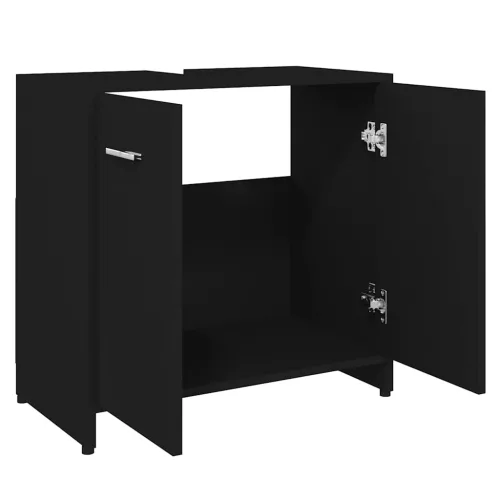 Fekete szerelt fa fürdőszobaszekrény 60 x 33 x 61 cm