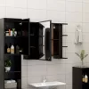 Fekete szerelt fa fürdőszobai tükör 80 x 20,5 x 64 cm