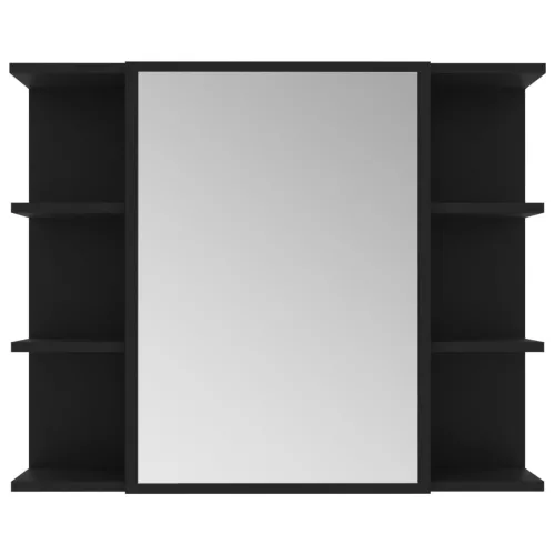 Fekete szerelt fa fürdőszobai tükör 80 x 20,5 x 64 cm