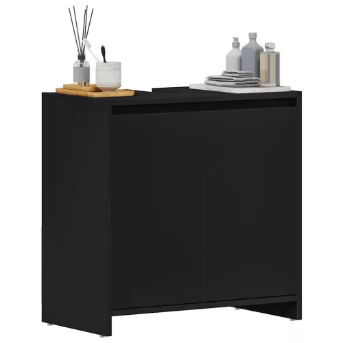 Fekete szerelt fa fürdőszobaszekrény 60 x 33 x 61 cm