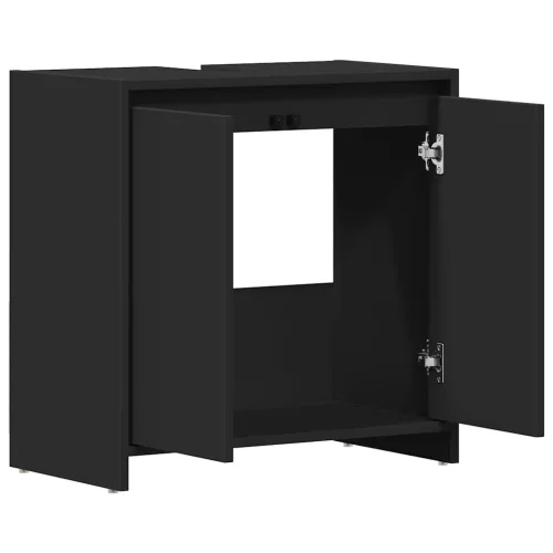 Fekete szerelt fa fürdőszobaszekrény 60 x 33 x 61 cm