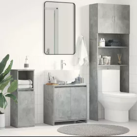   Betonszürke szerelt fa fürdőszobaszekrény 60 x 33 x 61 cm