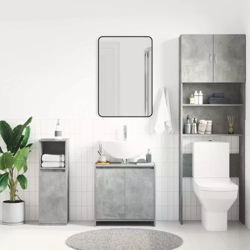 Betonszürke szerelt fa fürdőszobaszekrény 60 x 33 x 61 cm