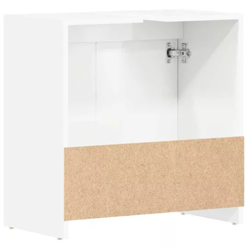 Magasfényű fehér szerelt fa fürdőszobaszekrény 60 x 33 x 61 cm