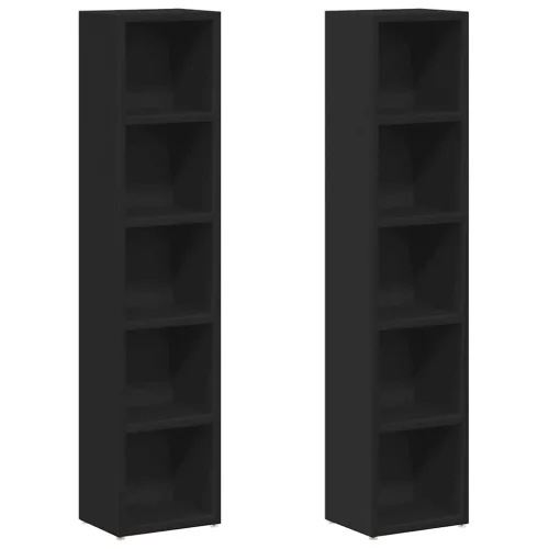 2 db fekete forgácslap CD-tartó szekrény 21 x 16 x 93,5 cm