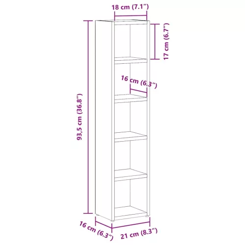2 db fekete forgácslap CD-tartó szekrény 21 x 16 x 93,5 cm