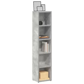   2 db betonszürke forgácslap CD-tartó szekrény 21 x 16 x 93,5 cm