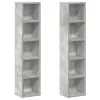 2 db betonszürke forgácslap CD-tartó szekrény 21 x 16 x 93,5 cm