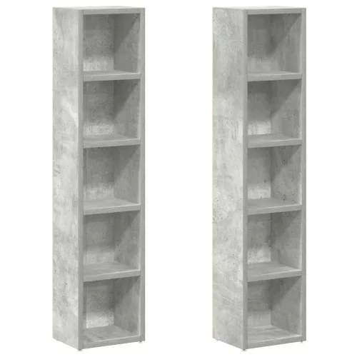 2 db betonszürke forgácslap CD-tartó szekrény 21 x 16 x 93,5 cm