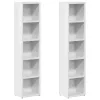 2 db magasfényű fehér forgácslap CD-szekrény 21 x 16 x 93,5 cm