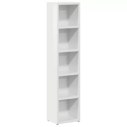2 db magasfényű fehér forgácslap CD-szekrény 21 x 16 x 93,5 cm