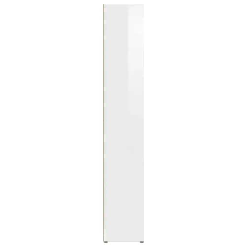 2 db magasfényű fehér forgácslap CD-szekrény 21 x 16 x 93,5 cm