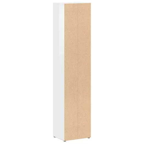 2 db magasfényű fehér forgácslap CD-szekrény 21 x 16 x 93,5 cm
