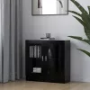 Fekete szerelt fa vitrinszekrény 82,5 x 30,5 x 80 cm