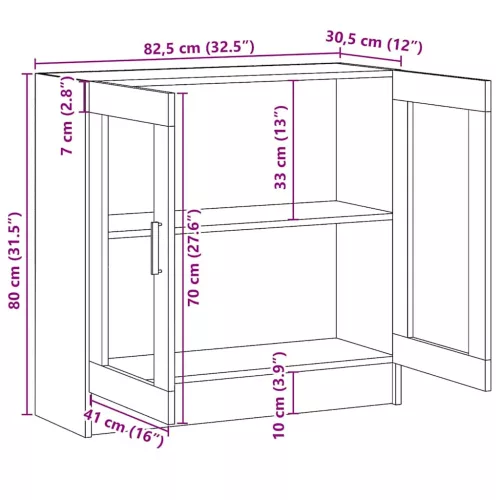 Fekete szerelt fa vitrinszekrény 82,5 x 30,5 x 80 cm