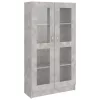 Betonszürke szerelt fa vitrinszekrény 82,5 x 30,5 x 150 cm