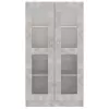 Betonszürke szerelt fa vitrinszekrény 82,5 x 30,5 x 150 cm