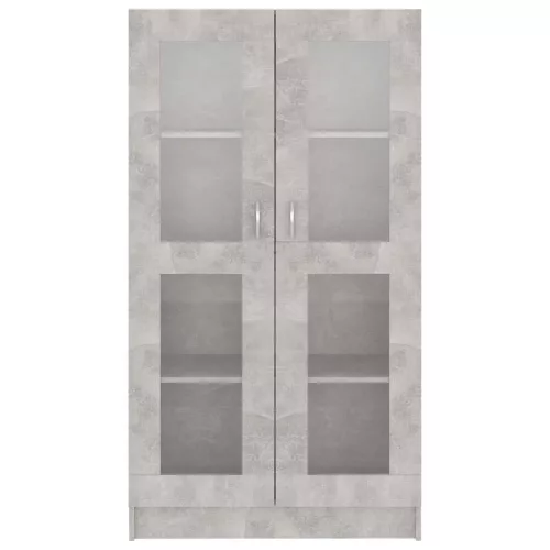 Betonszürke szerelt fa vitrinszekrény 82,5 x 30,5 x 150 cm