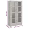 Betonszürke szerelt fa vitrinszekrény 82,5 x 30,5 x 150 cm