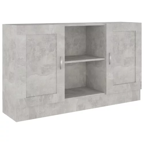 Betonszürke szerelt fa tálalószekrény 120 x 30,5 x 70 cm