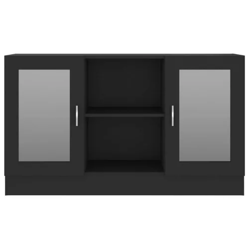 Fekete szerelt fa vitrinszekrény 120 x 30,5 x 70 cm
