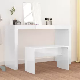   Magasfényű fehér szerelt fa fésülködőszék 70 x 35 x 45 cm