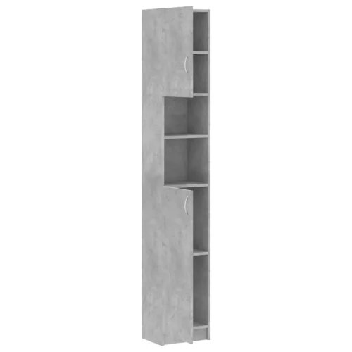 Betonszürke szerelt fa fürdőszobaszekrény 32 x 25,5 x 190 cm