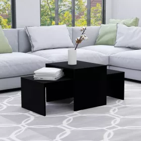 Fekete szerelt fa dohányzóasztal szett 100 x 48 x 40 cm