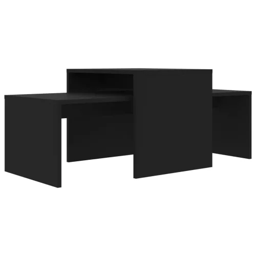 Fekete szerelt fa dohányzóasztal szett 100 x 48 x 40 cm