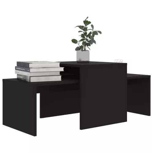 Fekete szerelt fa dohányzóasztal szett 100 x 48 x 40 cm