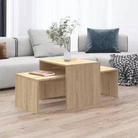  Sonoma tölgy szerelt fa dohányzóasztal szett 100 x 48 x 40 cm