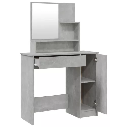 Betonszürke fésülködőasztal tükörrel 86,5 x 35 x 136 cm