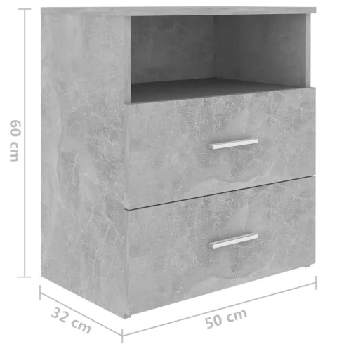 2 db betonszürke éjjeliszekrény 50 x 32 x 60 cm