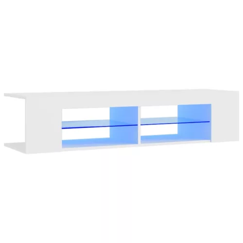 Fehér TV-szekrény LED-lámpákkal 135 x 39 x 30 cm